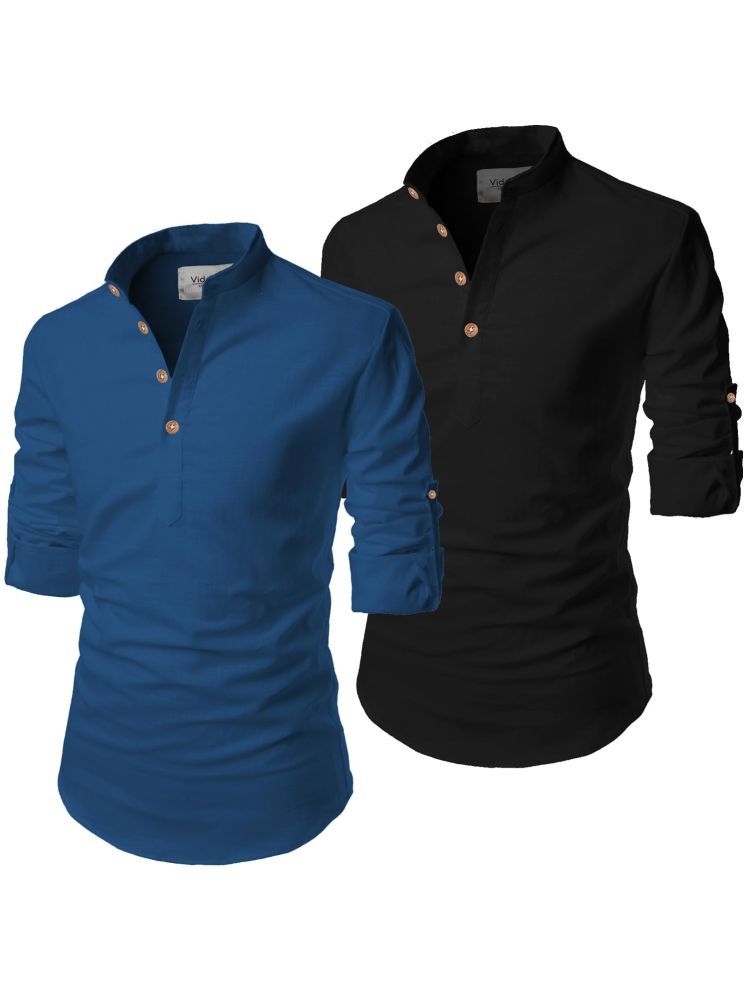     			Vida Loca Dark Indigo Cotton Blend Men's Shirt Style Kurta ( Pack of 2 )