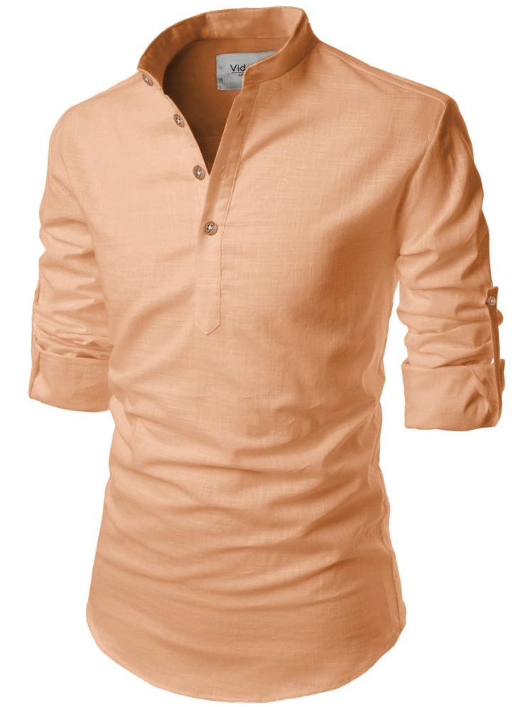     			Vida Loca Fluorescent Orange Cotton Blend Men's Shirt Style Kurta ( Pack of 1 )