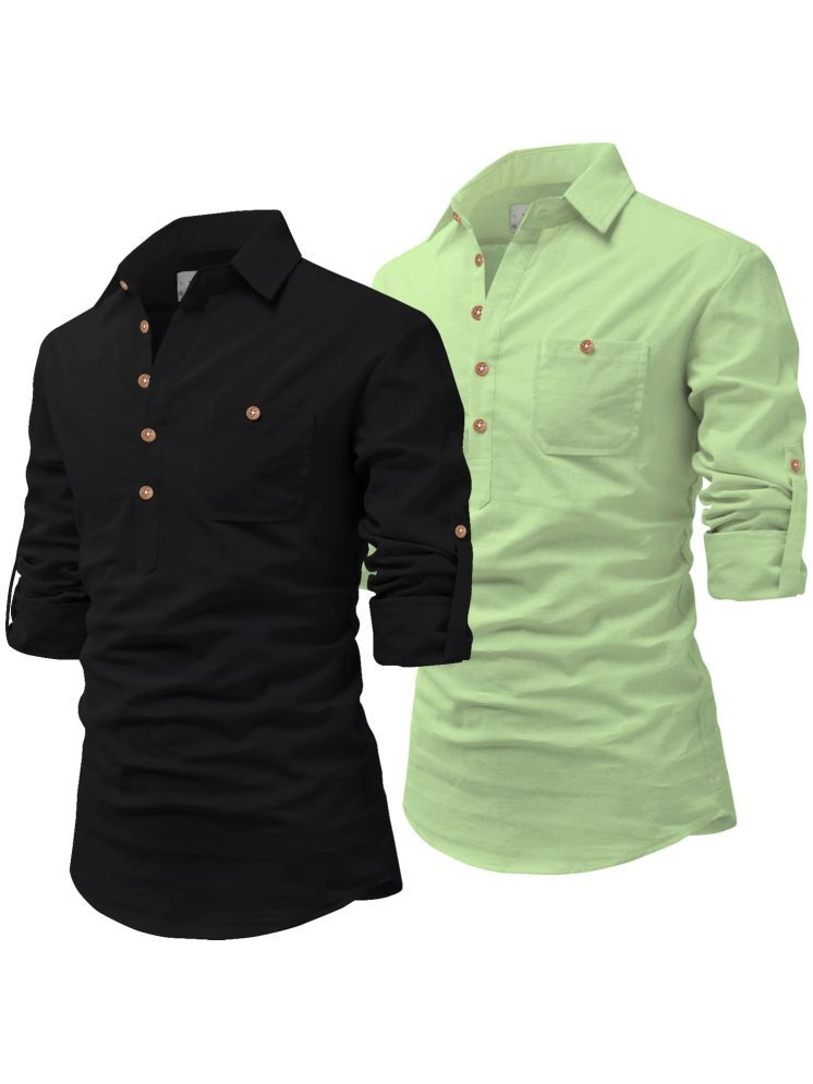     			Vida Loca Multi Cotton Blend Men's Shirt Style Kurta ( Pack of 2 )