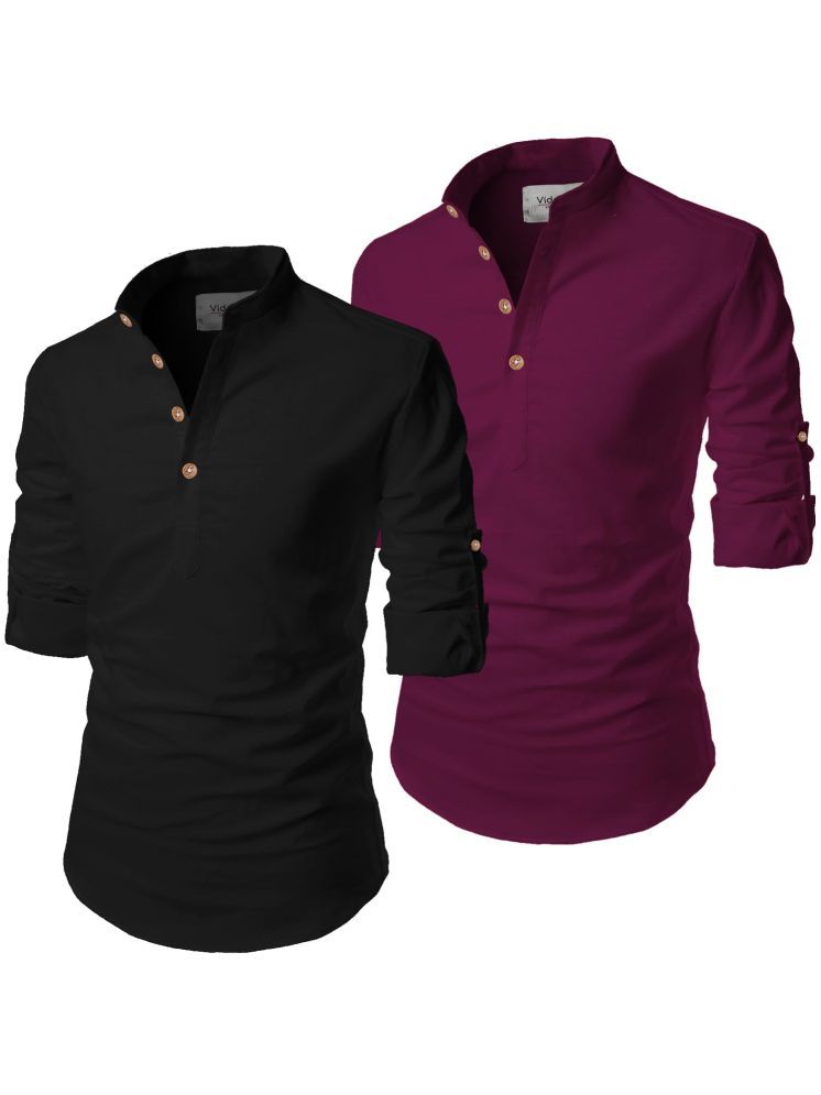     			Vida Loca Purple Cotton Blend Men's Shirt Style Kurta ( Pack of 2 )