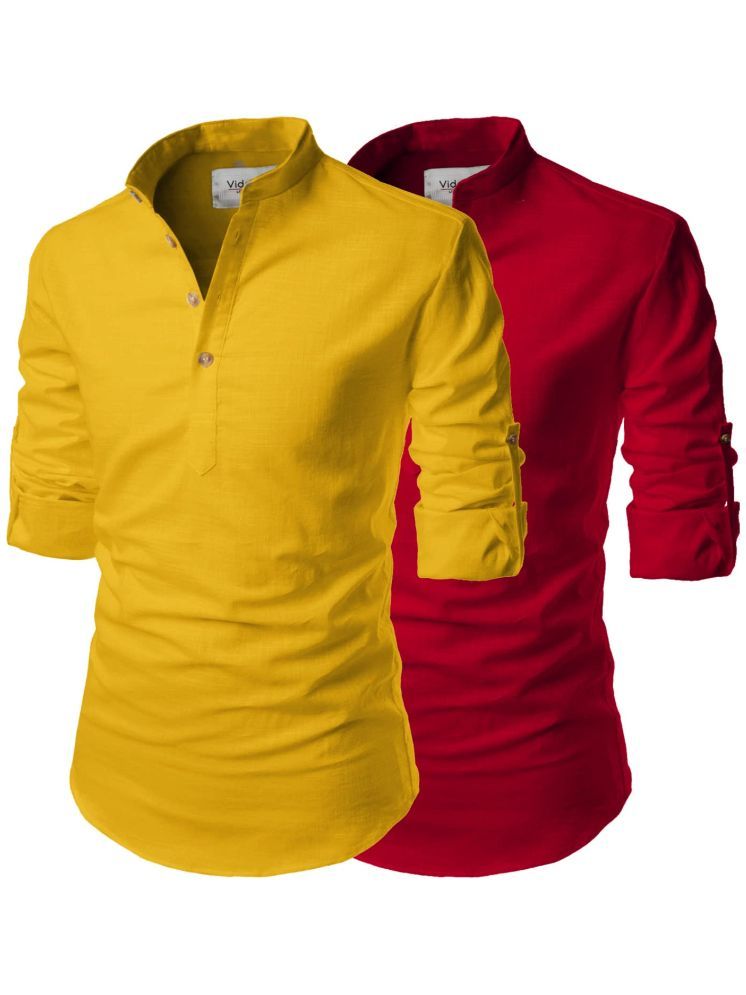     			Vida Loca Red Cotton Blend Men's Shirt Style Kurta ( Pack of 2 )