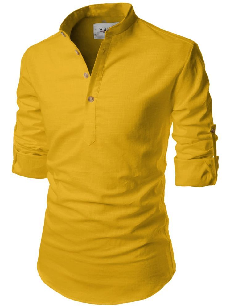     			Vida Loca Yellow Cotton Blend Men's Shirt Style Kurta ( Pack of 1 )