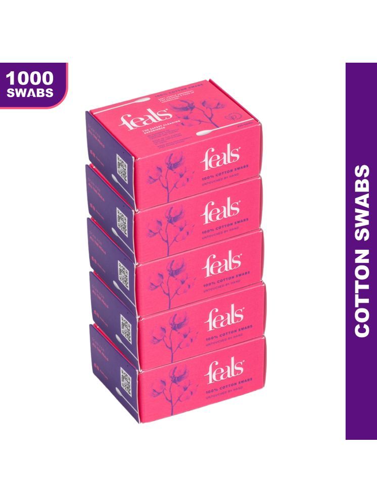     			FEALS Cotton Ear Buds Chemical Free Biodegradable 1000 Paper Sticks 2000 Tips (5 Pack of 200 Sticks)