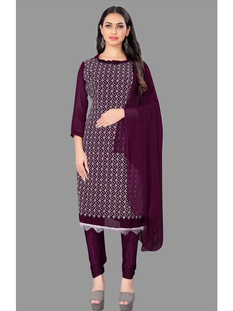     			Lady Shopi Unstitched Cotton Printed Dress Material - Wine ( Pack of 1 )