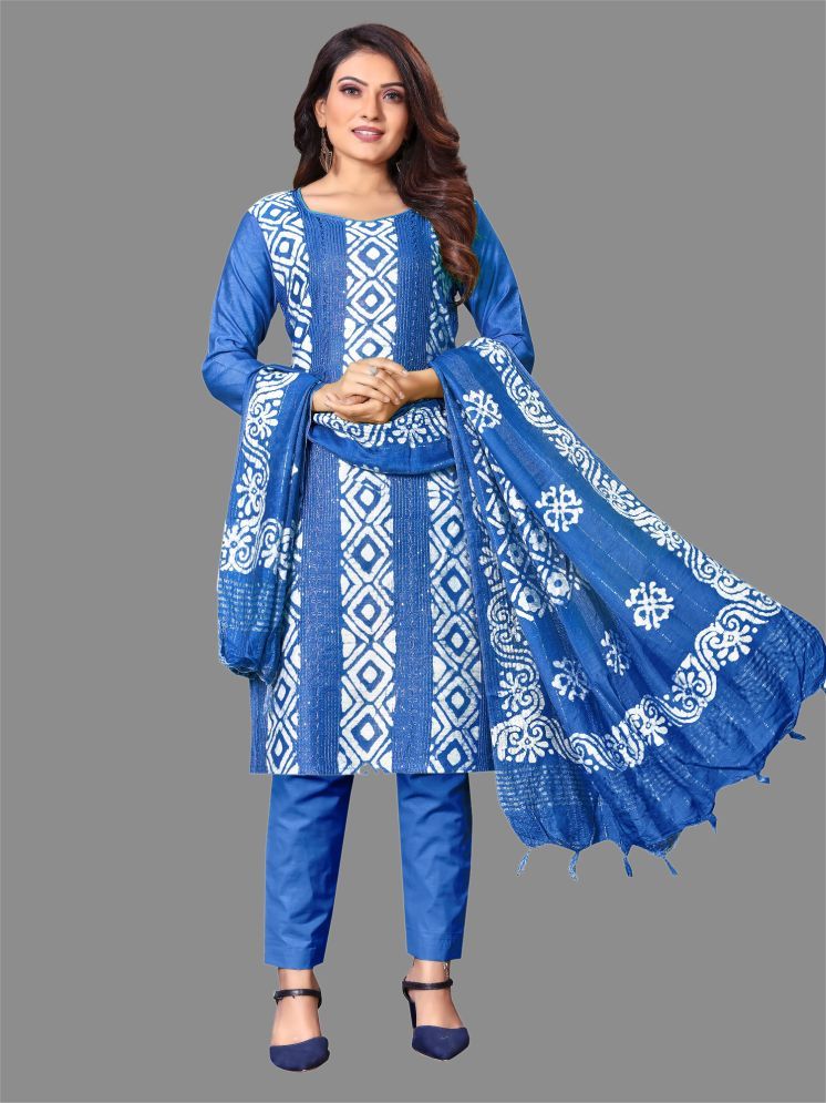     			Lady Shopi Unstitched Rayon Embroidered Dress Material - Blue ( Pack of 1 )