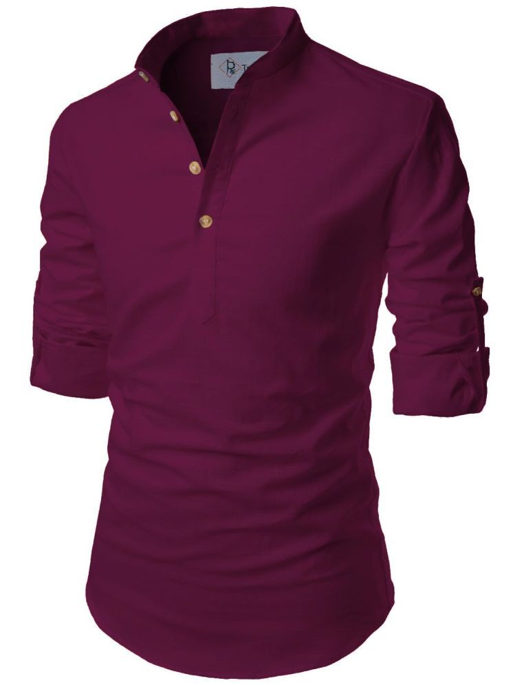     			TrendiVastra Magenta Cotton Blend Men's Shirt Style Kurta ( Pack of 1 )