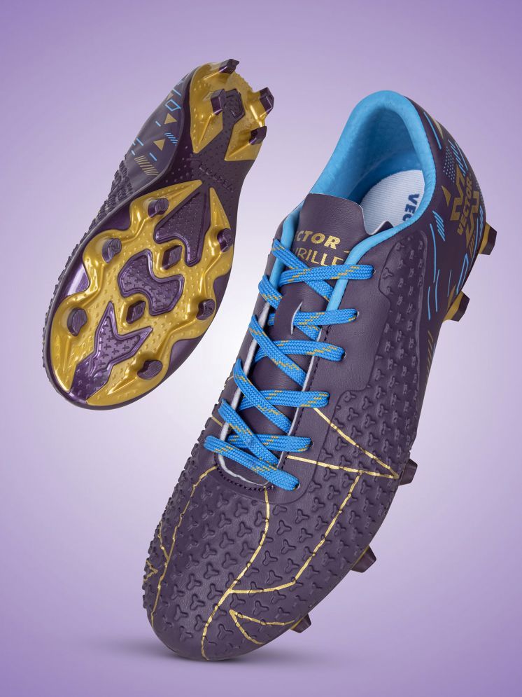     			Vector X THRILLER Gold and Purple Football Shoes