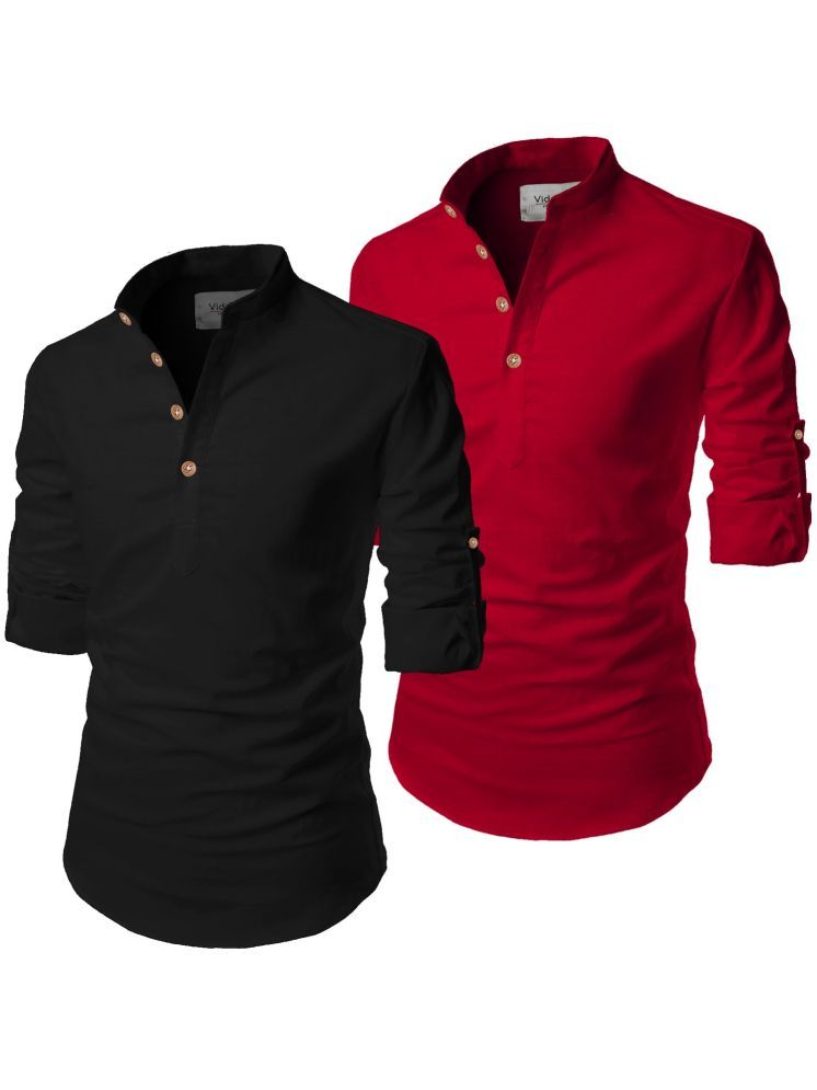     			Vida Loca Red Cotton Blend Men's Shirt Style Kurta ( Pack of 2 )