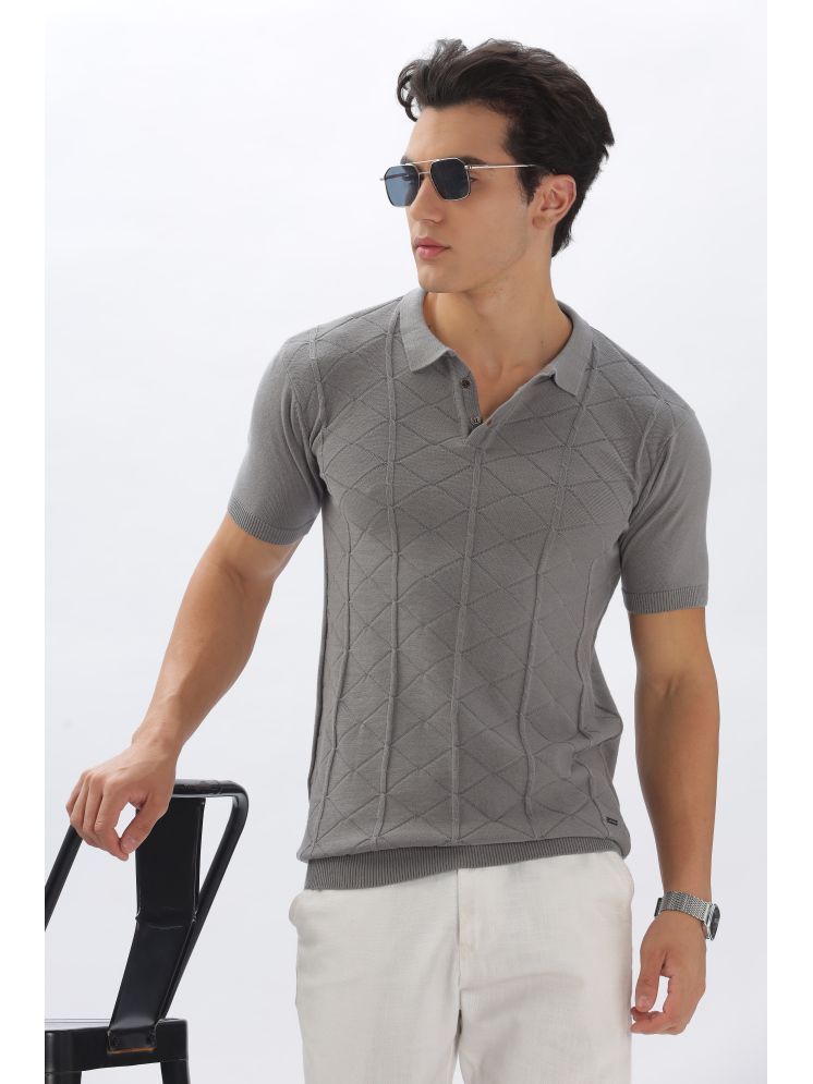     			COLOR HUNT Cotton Regular Fit Self Design Half Sleeves Men's Polo T Shirt - Grey ( Pack of 1 )