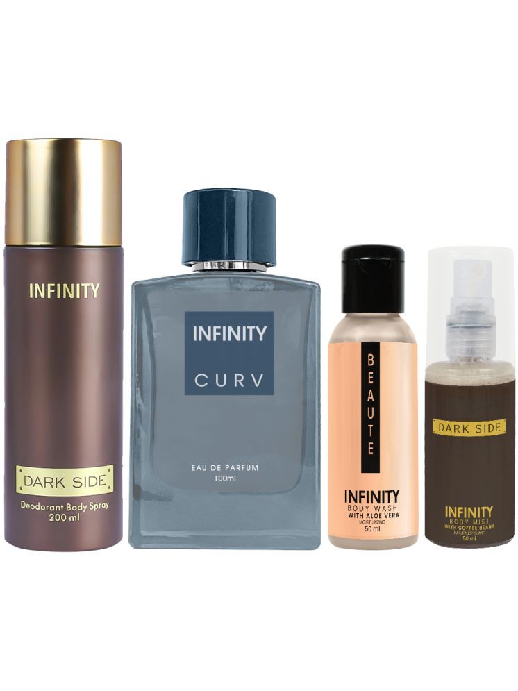     			Infinity Curv Perfume, Dark Side Deodorant, Beaute Body Wash & Dark Side Body Mist Pack of 4