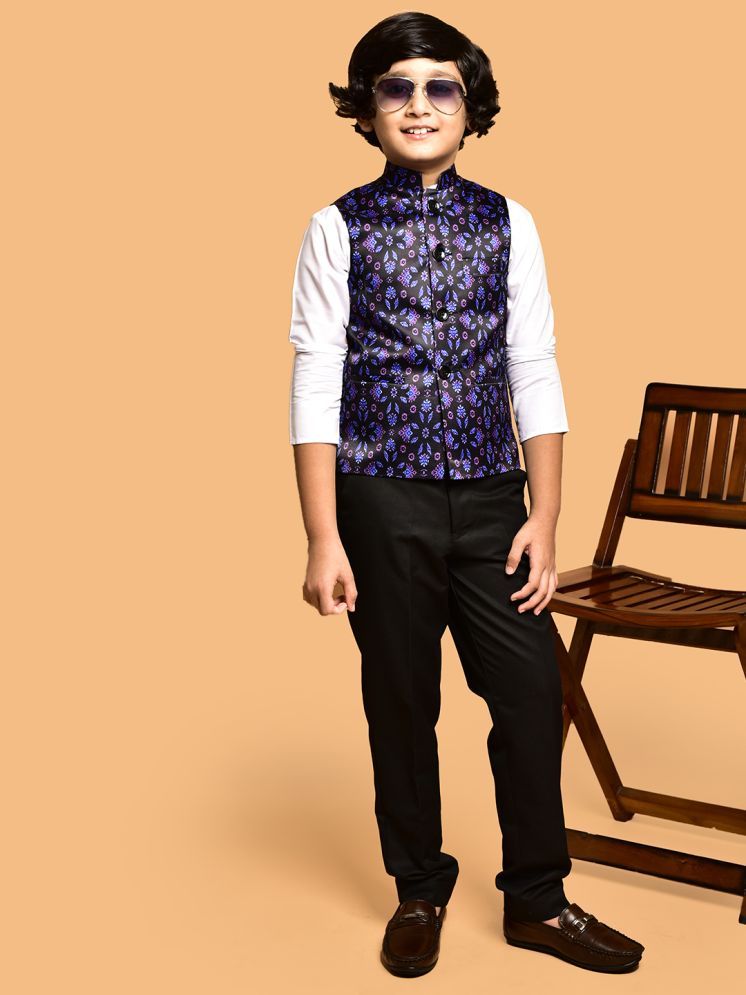     			PRINTCULTR Black Cotton Blend Boys Nehru Jacket ( Pack of 1 )