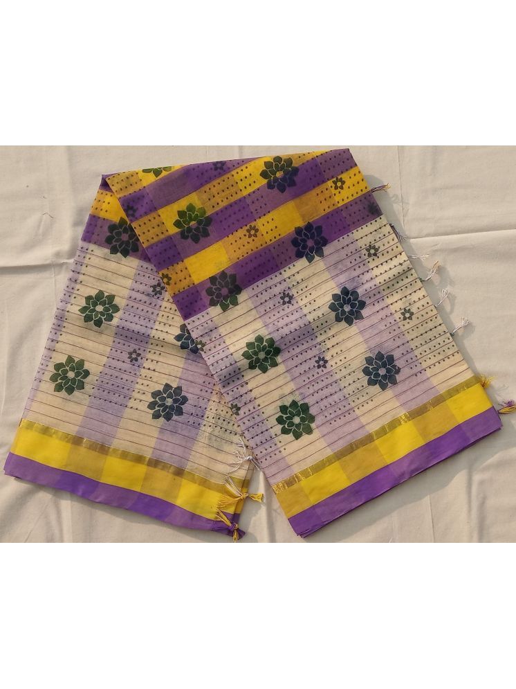     			RAJ SAREE HOUSE Cotton Printed Saree Without Blouse Piece - Purple ( Pack of 1 )