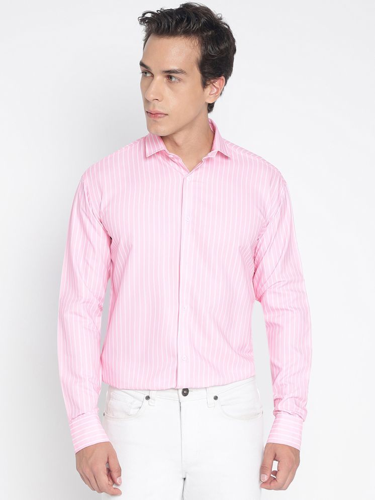     			colorwings Cotton Blend Slim Fit Striped Full Sleeves Men's Casual Shirt - Pink ( Pack of 1 )