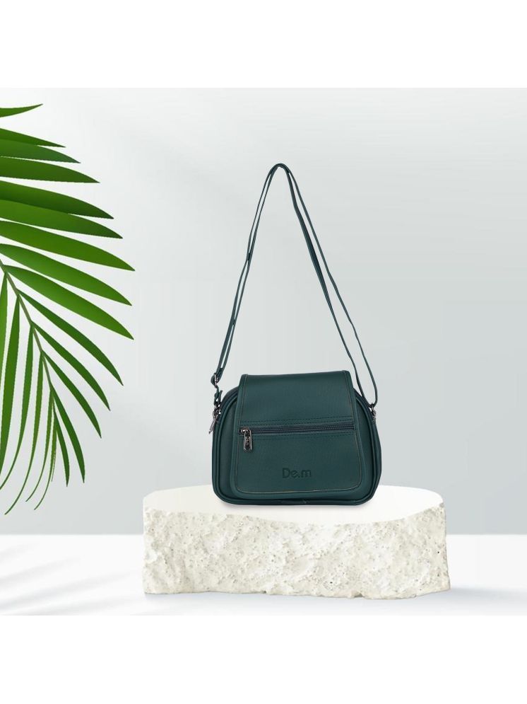     			demaabs Green PU Sling Bag