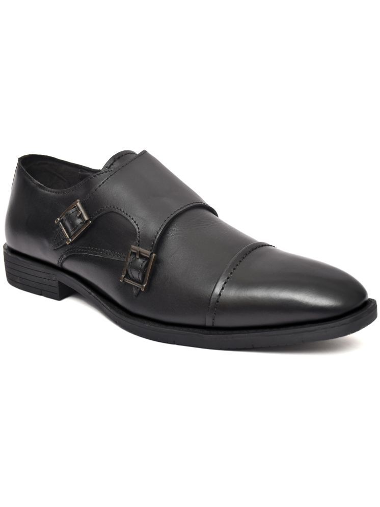     			BARBATO Black Men's Monk Strap Formal Shoes