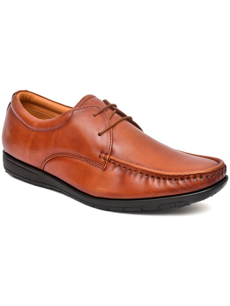     			BARBATO Tan Men's Derby Formal Shoes