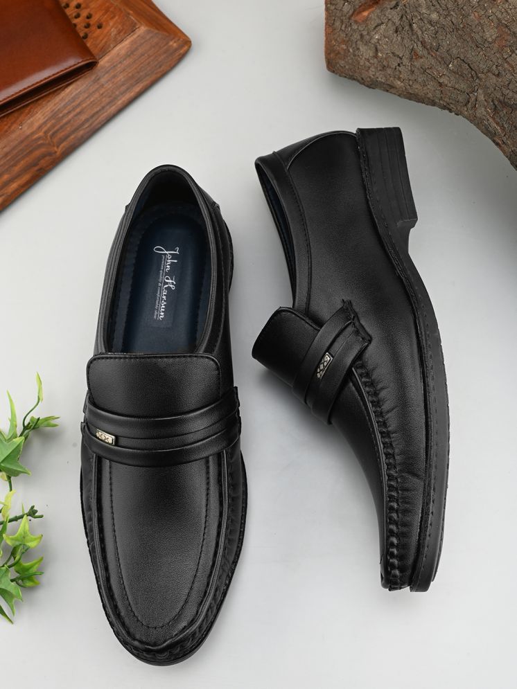     			John Karsun Black Men's Slip On Formal Shoes