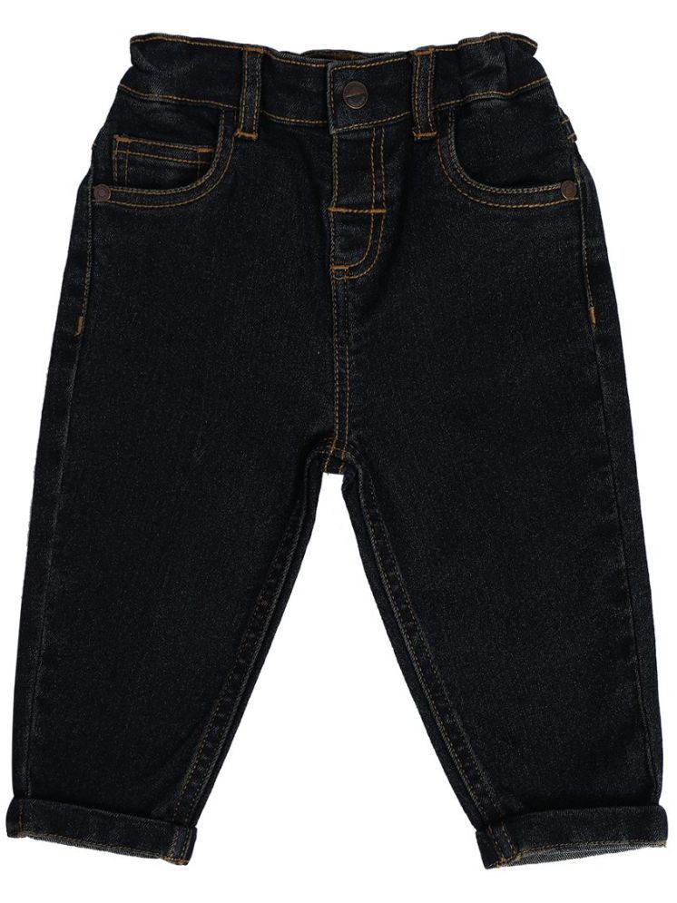     			Miniklub Baby Boys Adjustable Elastic Full Length Woven Denim Pant (Black Color)