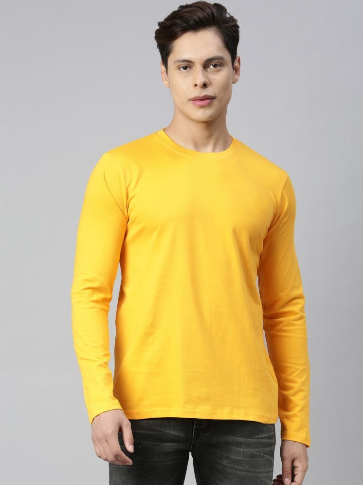     			curvy comfort Cotton Blend Regular Fit Solid Full Sleeves Men's Round T-Shirt - Mustard ( Pack of 1 )