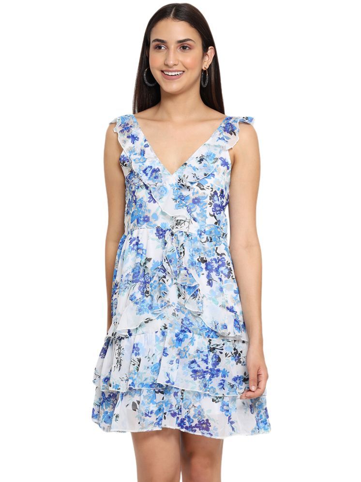     			marc louis Georgette Printed Above Knee Women's A-line Dress - White ( Pack of 1 )