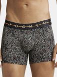 Jockey NY02 Men Super Combed Cotton Elastane Printed Trunk - Black & Orange