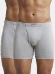 Jockey 8008 Men Super Combed Cotton Rib Solid Boxer Brief - Grey Melange (Pack of 2)