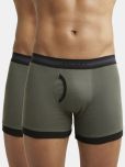 Jockey 1017 Men Super Combed Cotton Rib Solid Boxer Brief - Deep Olive & Black (Pack of 2)