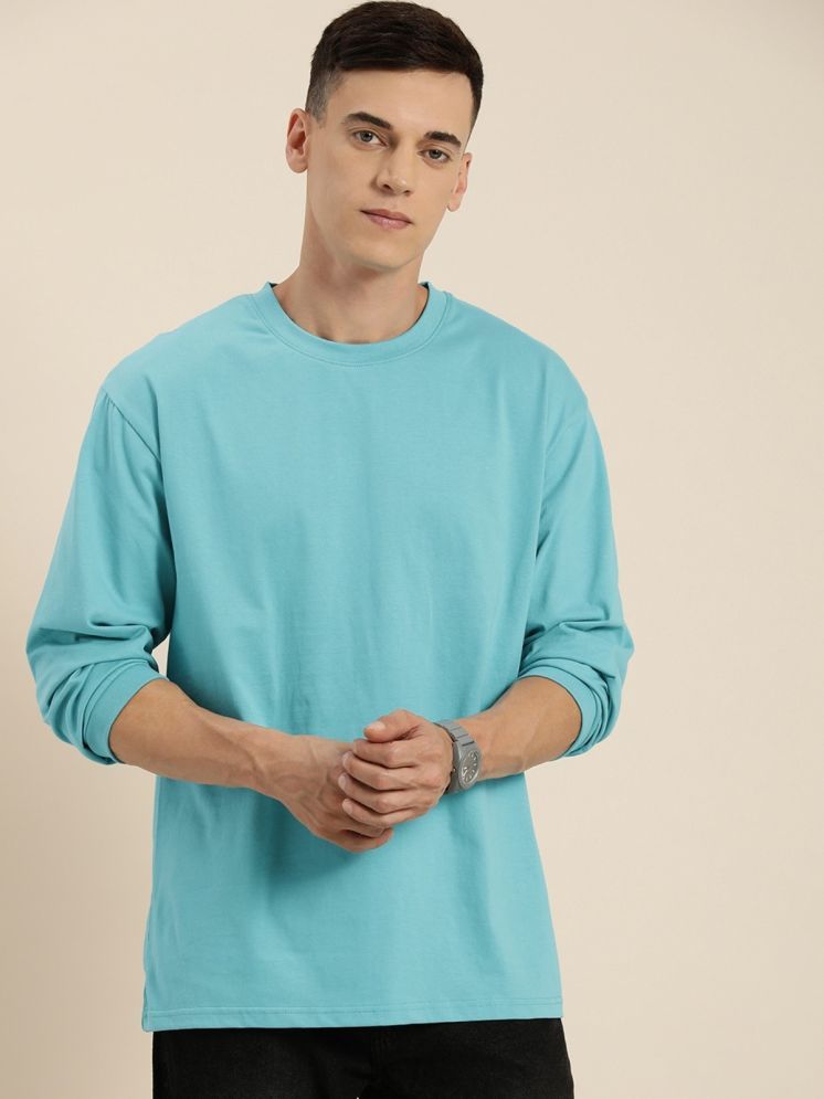     			AKTIF Cotton Blend Regular Fit Solid Full Sleeves Men's Round T-Shirt - Sky Blue ( Pack of 1 )