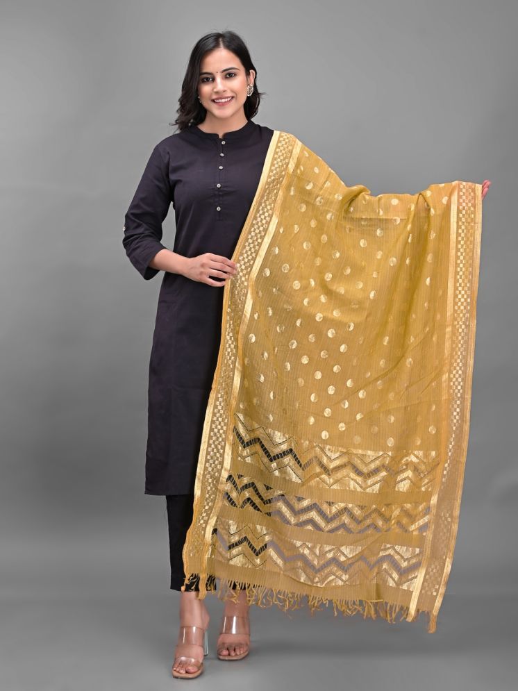     			Anjaneya Creations Gold Silk Women's Dupatta - ( Pack of 1 )