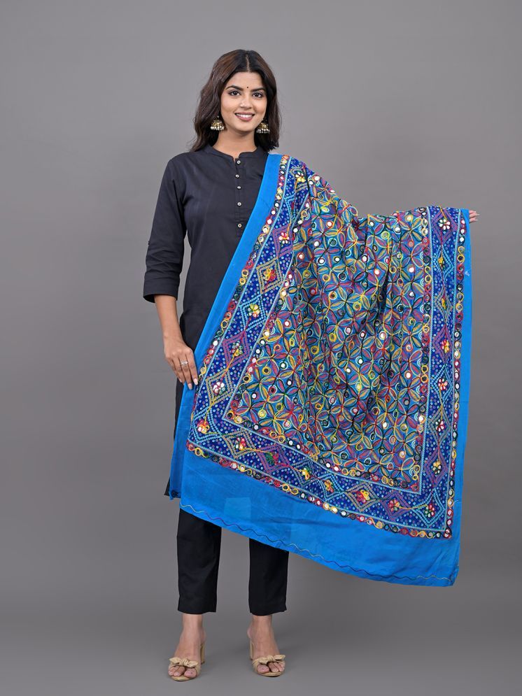     			Anjaneya Creations Turquoise Cotton Women's Dupatta - ( Pack of 1 )