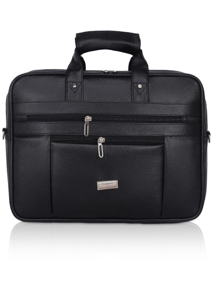     			Baggify Black Faux Leather Office Bag