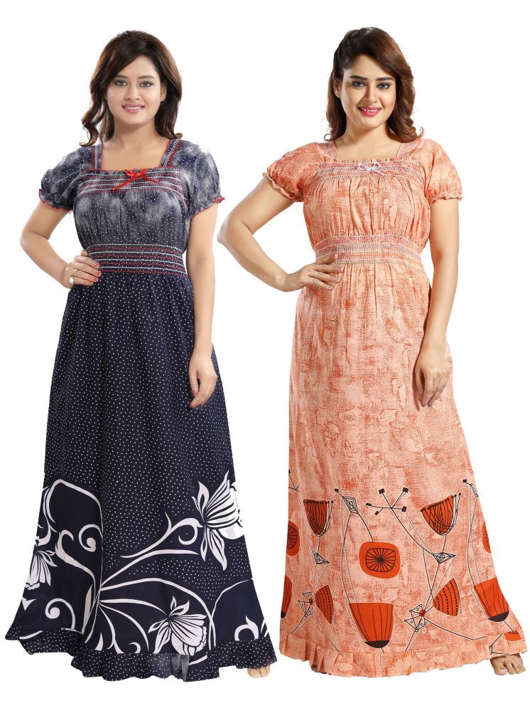     			Cinco Multicolor Cotton Blend Women's Nightwear Nighty & Night Gowns ( Pack of 2 )