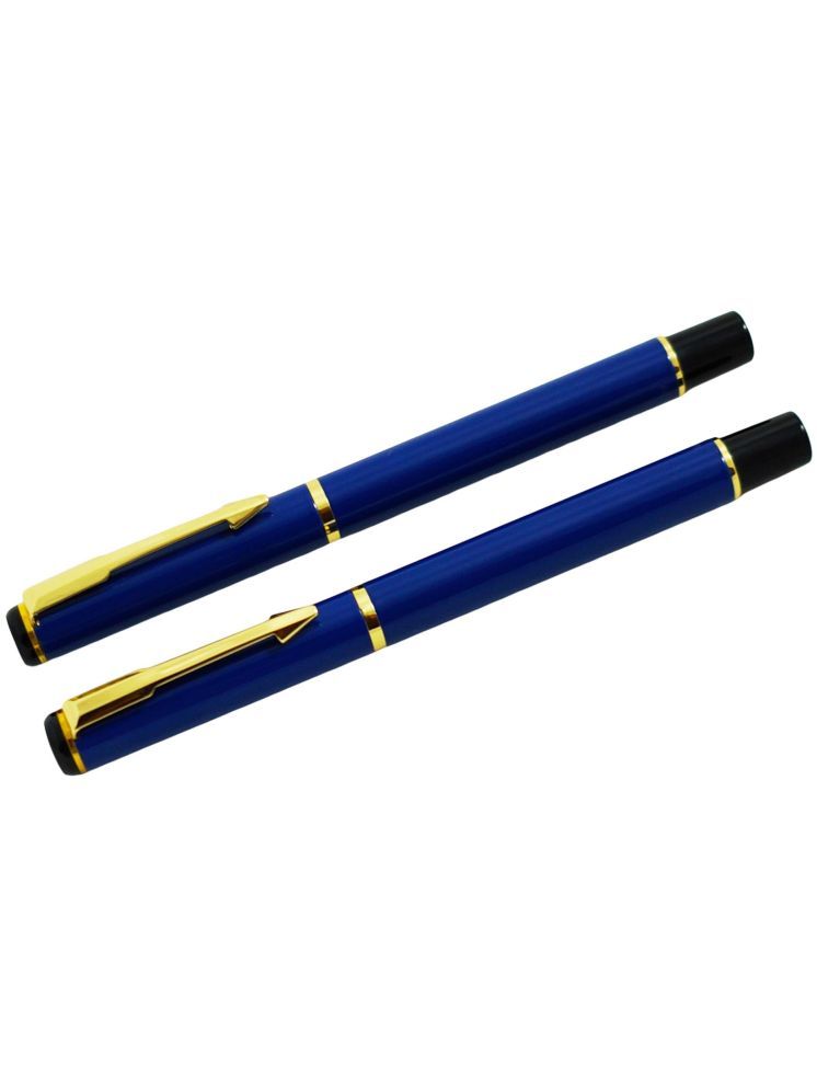     			Dikawen Blue Roller Ball Pen ( Pack of 2 )