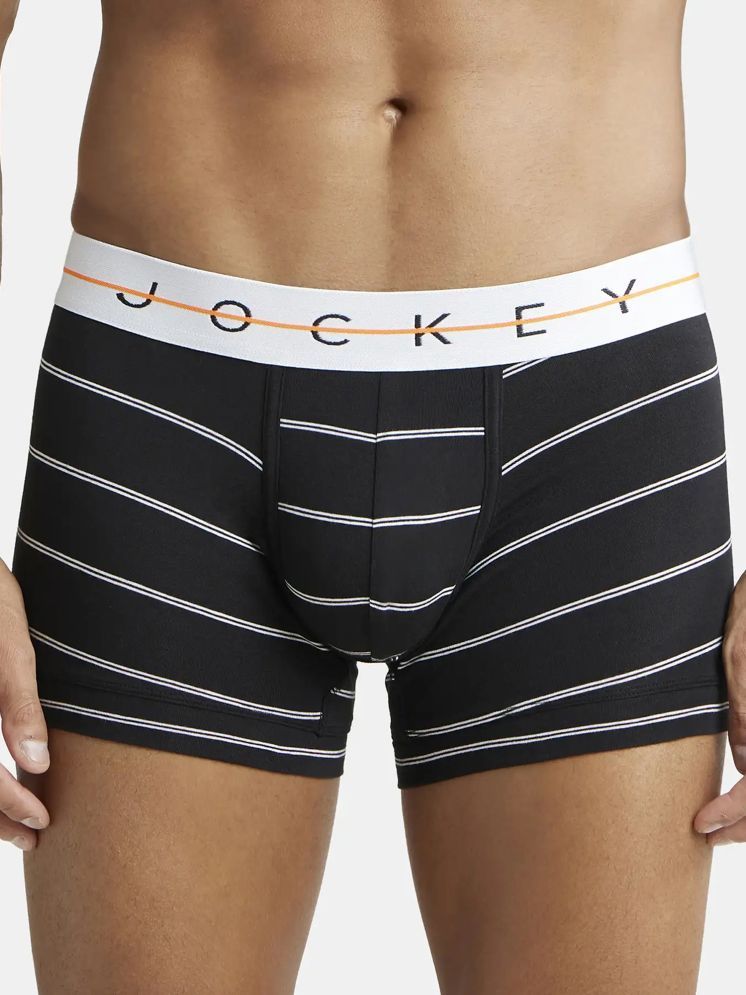     			Jockey NY02 Men Super Combed Cotton Elastane Printed Trunk - Black Striped