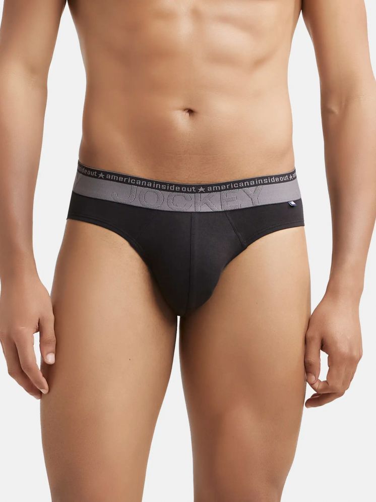     			Jockey US59 Men Super Combed Cotton Elastane Solid Brief - Black