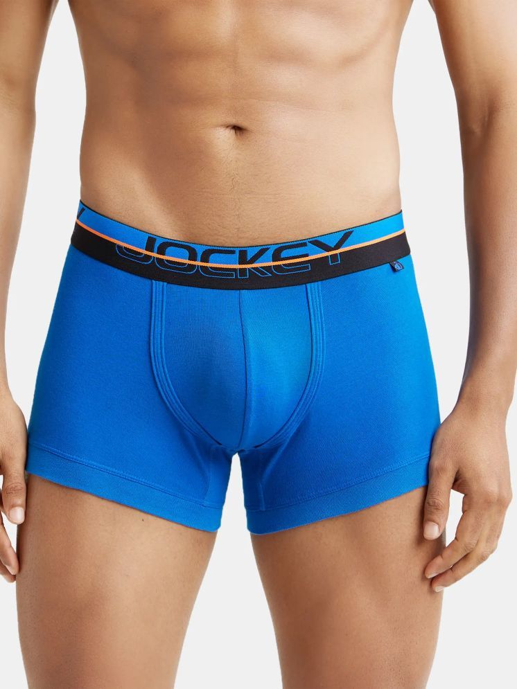     			Jockey FP03 Men Super Combed Cotton Rib Solid Trunk with Ultrasoft Waistband - Rich Royal Blue