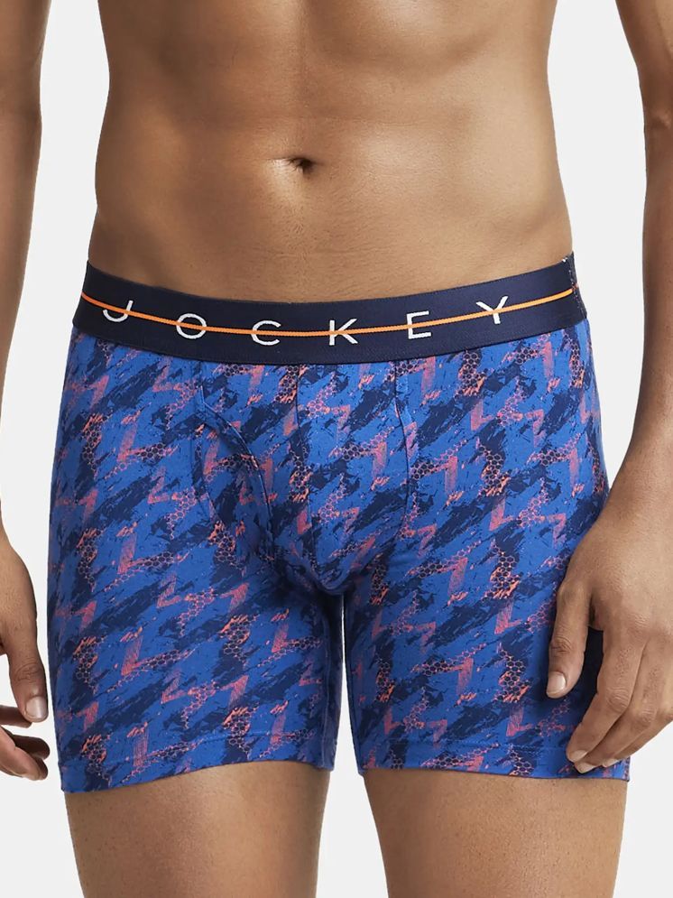     			Jockey NY03 Men Super Combed Cotton Elastane Stretch Printed Boxer Brief - Navy