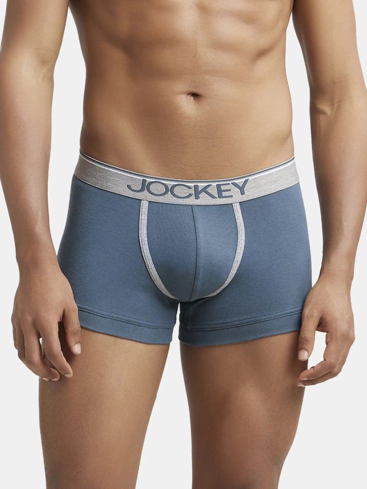     			Jockey 8015 Men Super Combed Cotton Rib Solid Trunk with Ultrasoft Waistband - Deep Slate