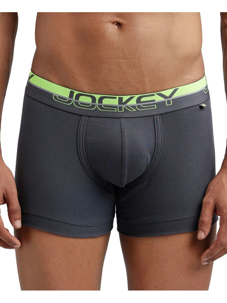     			Jockey FP03 Men Super Combed Cotton Rib Solid Trunk with Ultrasoft Waistband - Asphalt