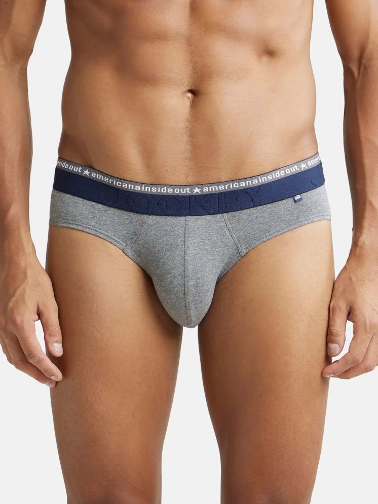     			Jockey US59 Men Super Combed Cotton Elastane Solid Brief - Mid Grey Melange