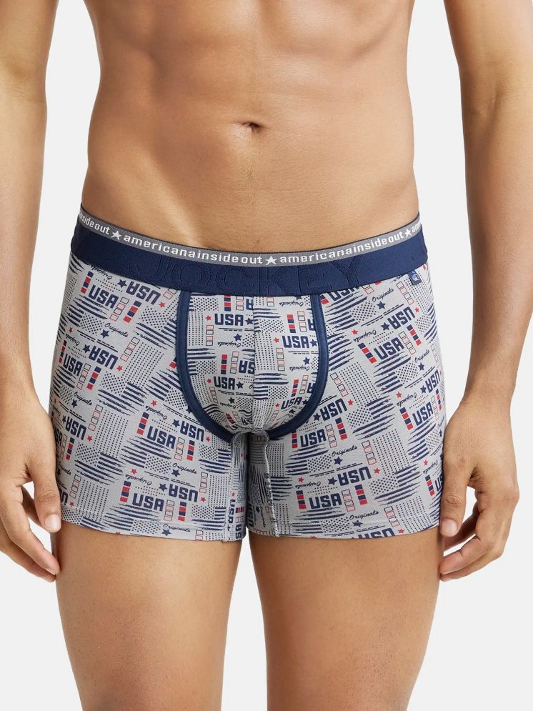     			Jockey US63 Men Super Combed Cotton Elastane Printed Trunk - Nickle