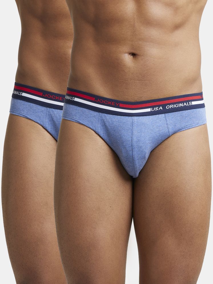     			Jockey US49 Men Super Combed Cotton Solid Brief with Ultrasoft Waistband-Lt Denim Melange(Pack of 2)