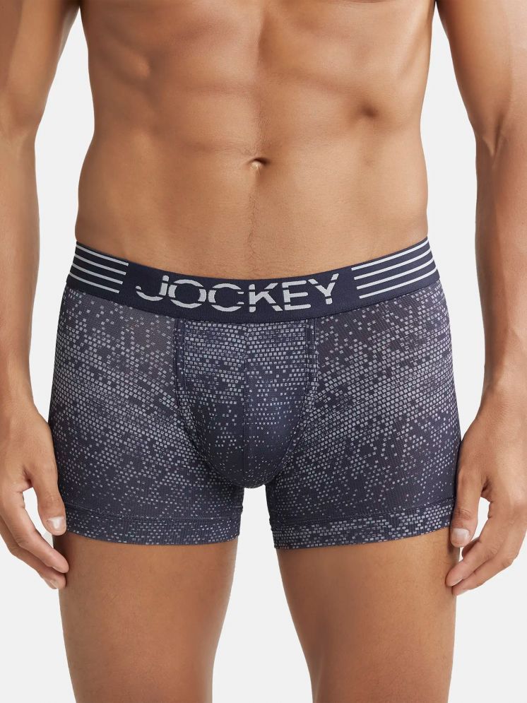     			Jockey MM08 Men Microfiber Mesh Elastane Printed Performance Trunk - True Navy