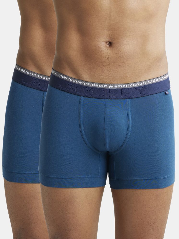     			Jockey US60 Men Super Combed Cotton Elastane Solid Trunk - Seaport Teal (Pack of 2)