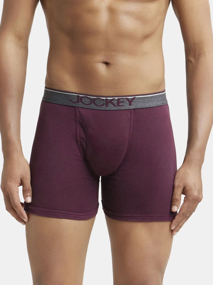     			Jockey 8009 Men Super Combed Cotton Rib Solid Boxer Brief - Wine Tasting