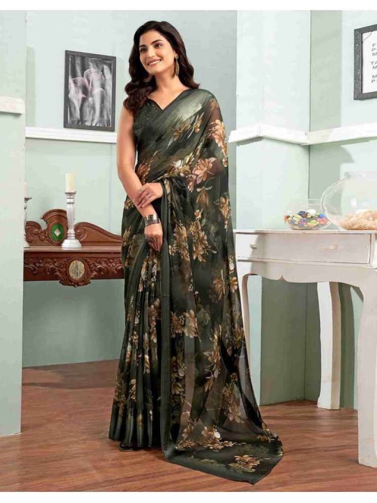     			Sitanjali Georgette Printed Saree With Blouse Piece - Green ( Pack of 1 )