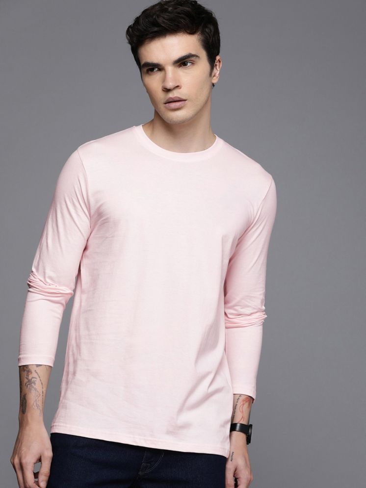     			curvy comfort Cotton Blend Regular Fit Solid Full Sleeves Men's Round T-Shirt - Melange Pink ( Pack of 1 )