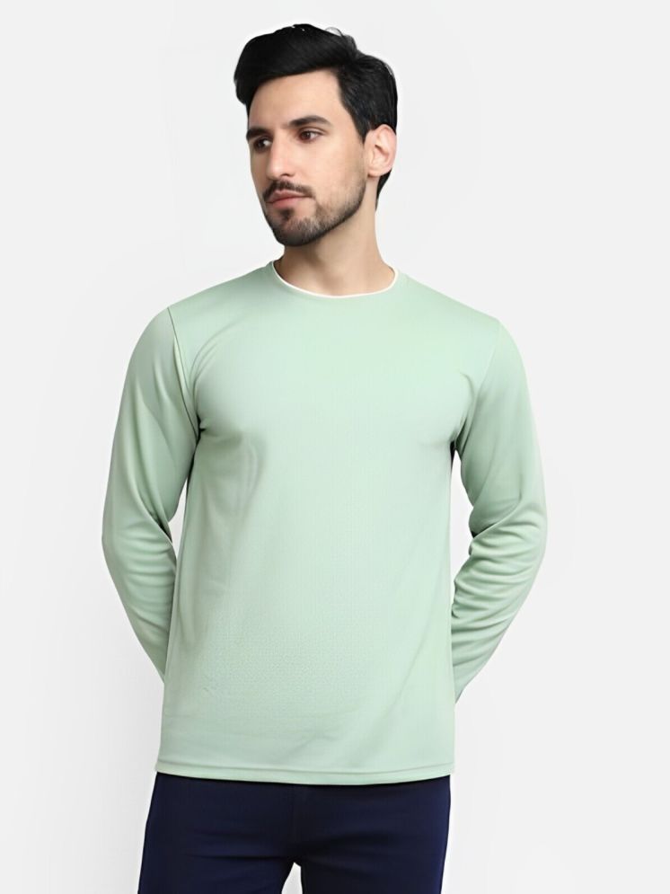     			plusperfaction Cotton Blend Regular Fit Solid Full Sleeves Men's Round T-Shirt - Mint Green ( Pack of 1 )