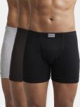 Jockey 8008 Men Super Combed Cotton Rib Solid Boxer Brief - Black/Grey Melange/Brown (Pack of 3)