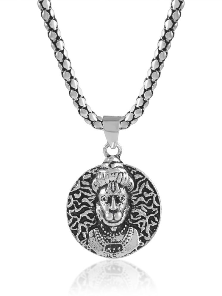     			ADMIER SILVER plated Sterling Silver God Hanuman Pendant for Men & Women Lord Bajrang Bali Locket for Good Health & Wealth